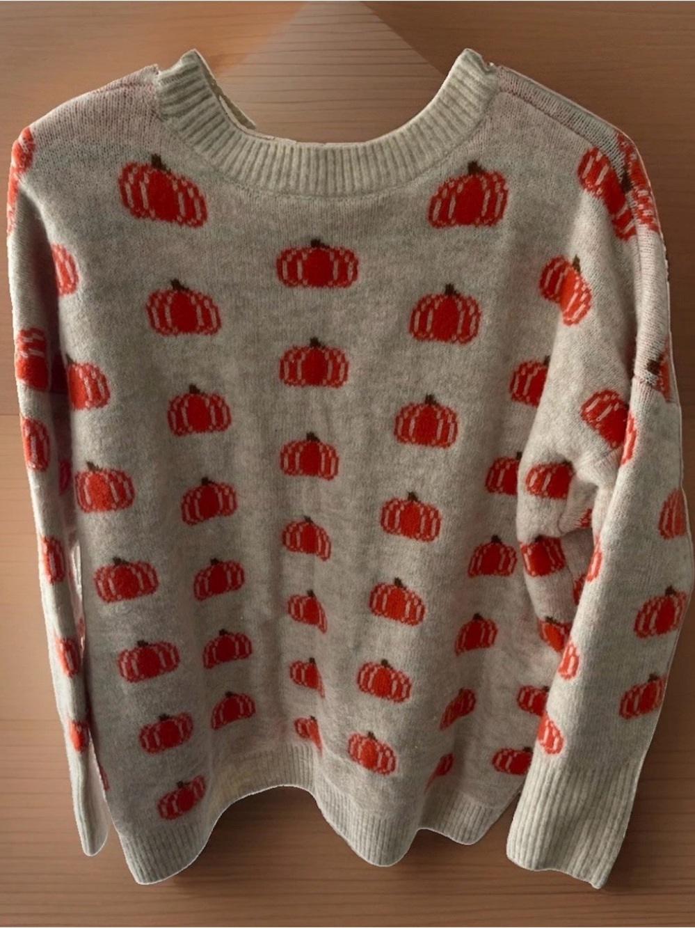 Vince Camuto Pumpkin Sweater Womens Knit Fall Halloween Cream Orange Pullover